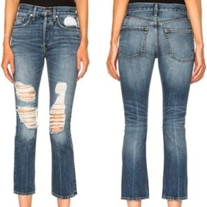 NWT Brock Collection Blue Denim Ripped Bootcut Ankle Charlie Jeans ~ Size 6